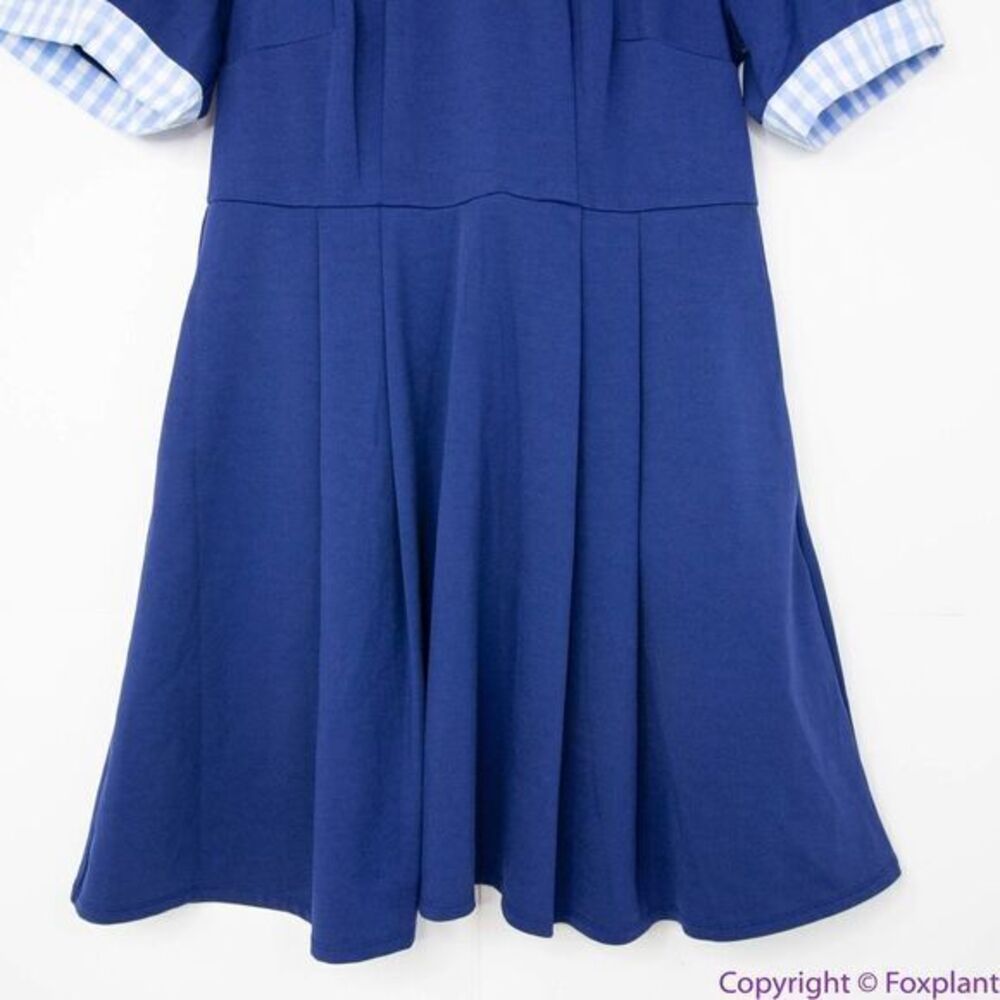 Unique Vintage Gwynnie Bee Gingham Collar Navy Fit-And-Flare Dress, 3X - Picture 6 of 16
